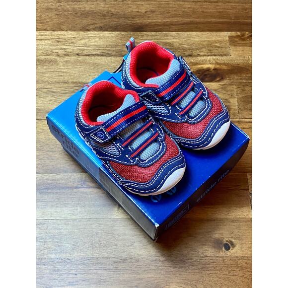 NIB Stride Rite Soft Motion Adrian Sneakers Shoes Navy Blue Red Baby Boy 3M - Picture 1 of 10